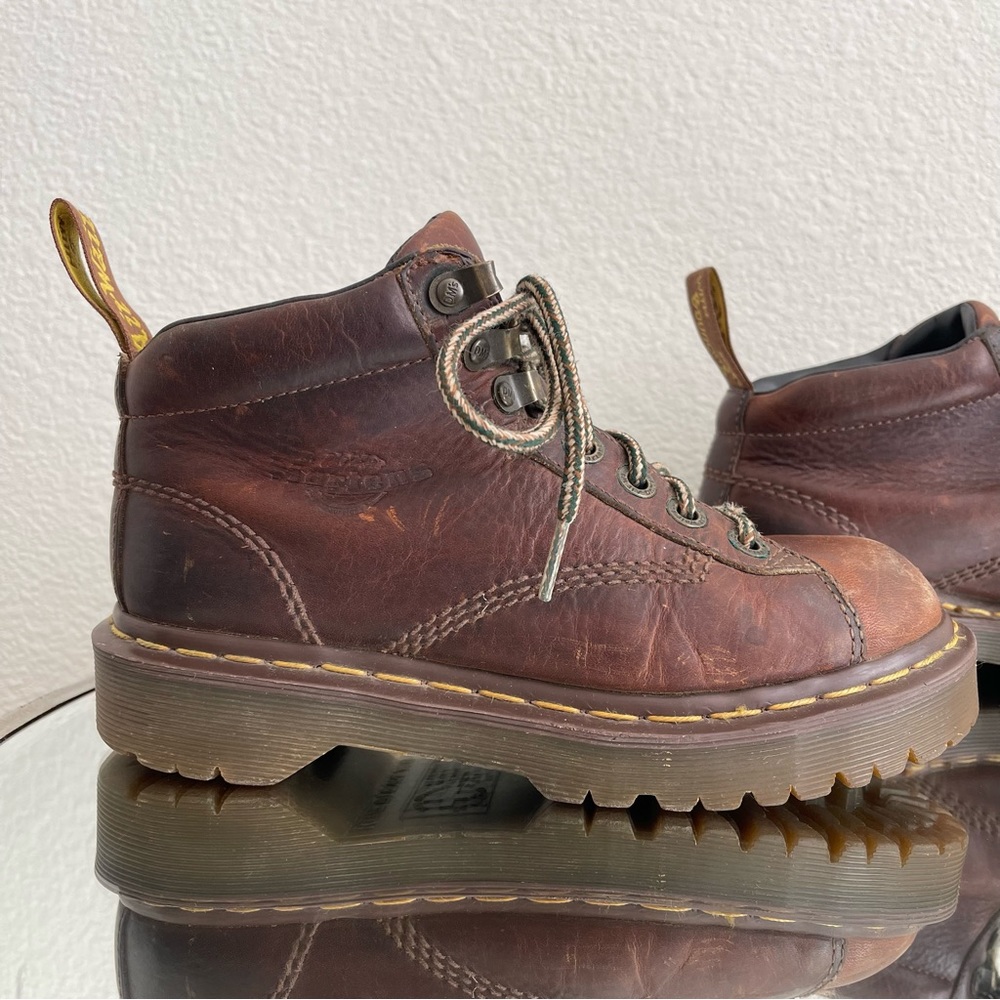 !SOLD! DR. MARTENS Vintage Y2K Brown Leather 8287 Chunky Grunge Ankle Boots - Picture 5 of 12